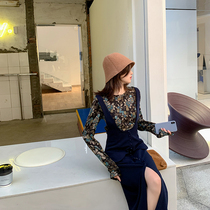 Net red knitted top strap dress two-piece set autumn and winter fashion small man high foreign atmosphere 2020 New