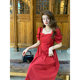 Deng Liuliu French Retro Hepburn Red Skirt Chic Design Sense Engagement Skirt Stunning Red Dress Female Summer