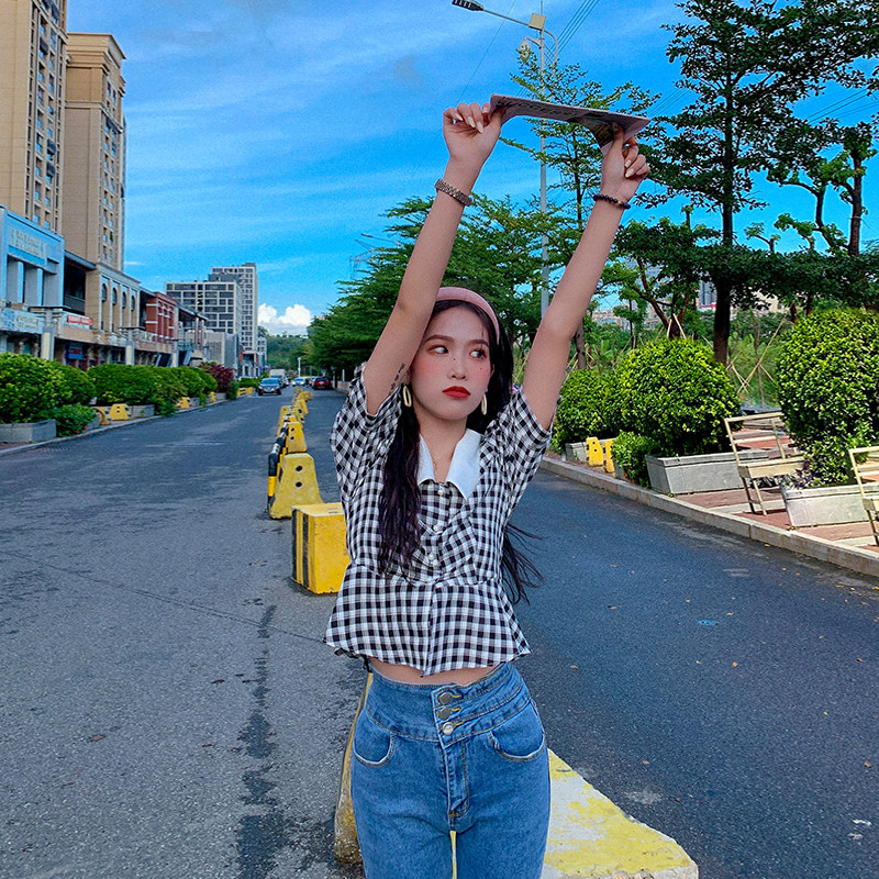 Deng Liusix Summer Sweet and Aging Foreign Pie 100 Lap Retro Gugge Short Sleeve Bubble Sleeve Blouse Blouse Women's Shirt