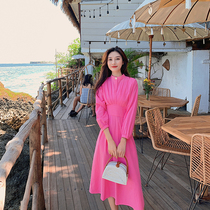 2022 Summer new French style Gentle Wind Sanya Beach Skirt Woman Seaside Resort Long Skirt red Liandress