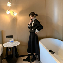 2020 winter New Net red set two-piece retro woolen jacket female little tweed a skirt