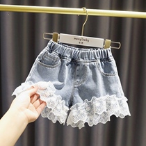  Girls  shorts summer clothes childrens clothes Western style little girl thin jeans mid-sized children spring and autumn hot pants