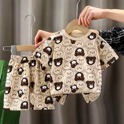 Summer CZ2024 Bai Pure Cotton Little Tongbao-iix 짧은 소매 착용 새로운 스타일 세트 남자와 여자 패션 203903