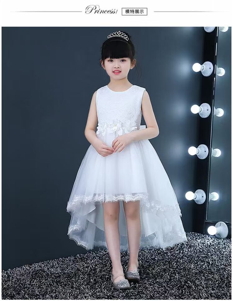 Mùa xuân và mùa hè cô gái công chúa váy fluffy hoa cô gái ăn mặc nữ trailing trẻ em váy cưới chủ trang phục không tay thời trang bé gái