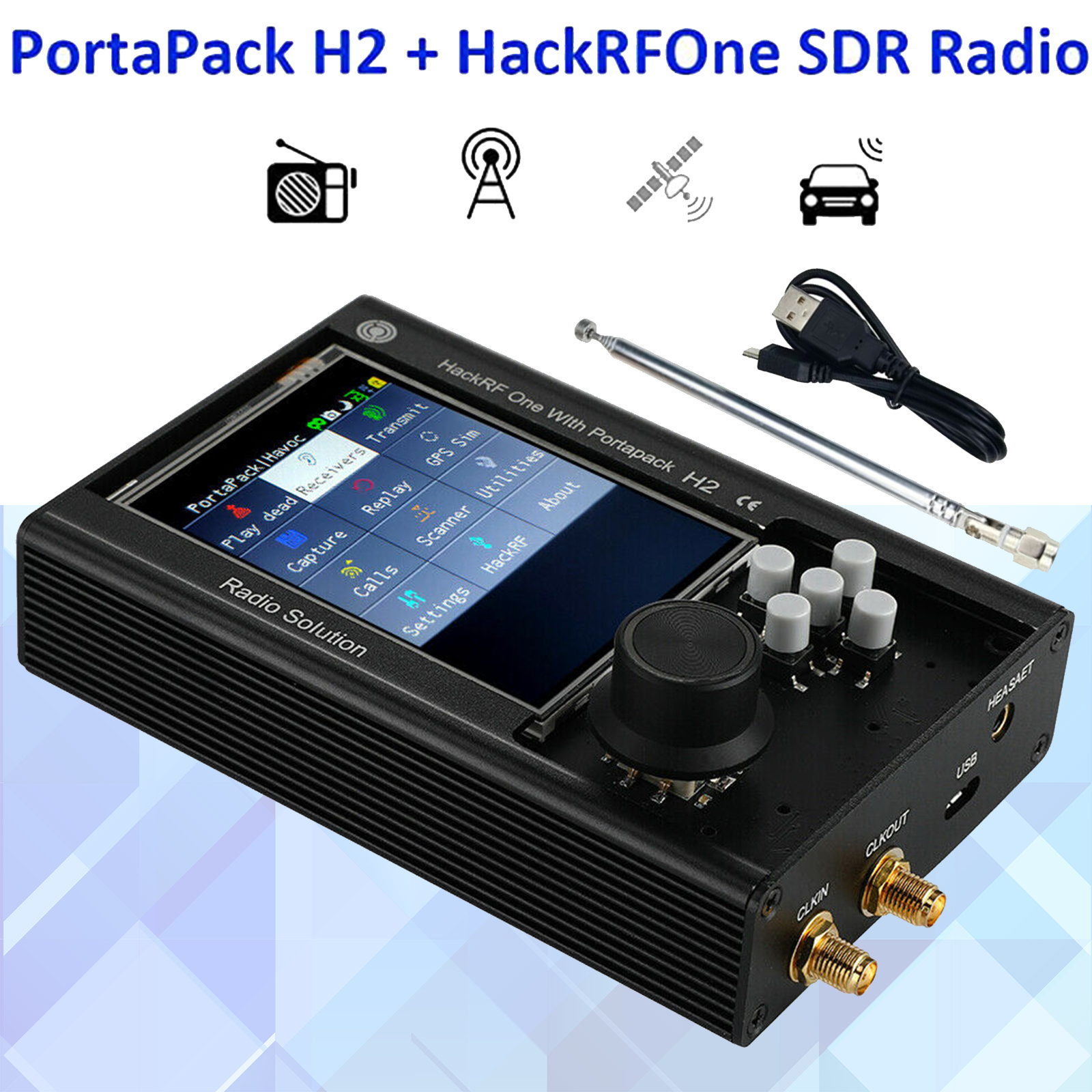 PortaPack H2 HackRF One Control 1MHz-6GHz Full-featured Radio Transceiver