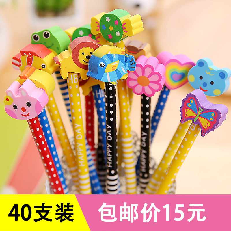 Primary school students pencil with eraser children's school supplies non-toxic pencil kindergarten prizes New Year's gift
