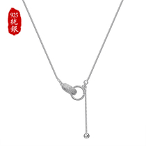 925 sterling silver double-ring interlocking sweater necklace womens 2022 new high-end design niche light luxury clavicle chain