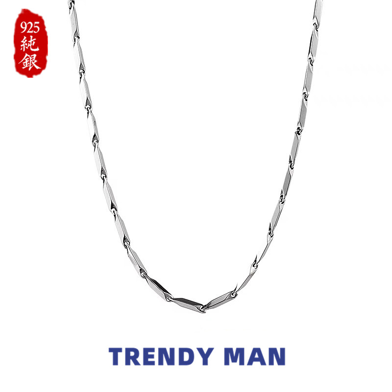 S925 sterling silver necklace men's ruffian handsome trendy personality advanced design sense niche accessories summer high street hip-hop wind ornaments
