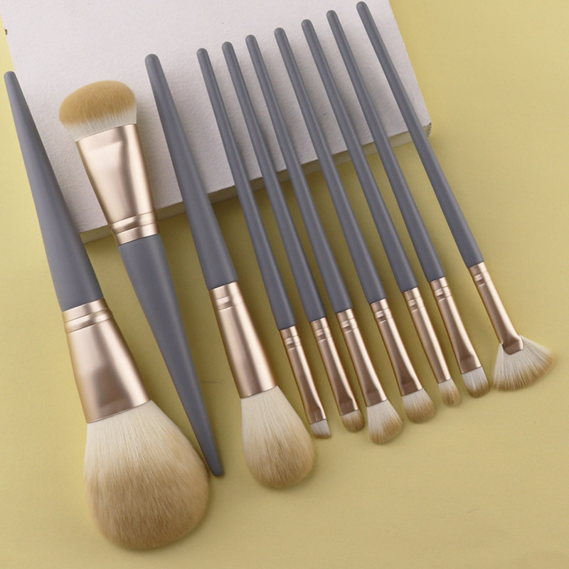 10 Makeup Brush Sets Group Beginners Brush Canton Loose Powder Brush Eye Shadow Brush Powder Bottom Brushed Animal Hair Color Makeup Tools