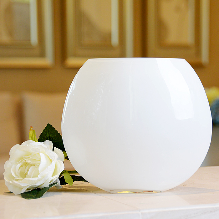 European Round Flat Glass Vase Flower Insert Creative Ornaments Living Room Tabletop Modern Simple Home Decoration