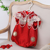 One-year-old baby girl dress red new Chinese style cheongsam full moon national style childrens Catch-a-week banquet clothes Tang suit summer