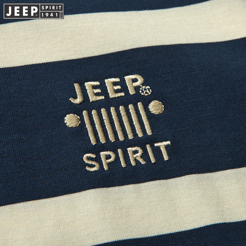 JEEP chính thức ngắn tay chính hãng T-shirt nam mùa hè mới sọc POLO lỏng quần áo áo bông áo thun nam