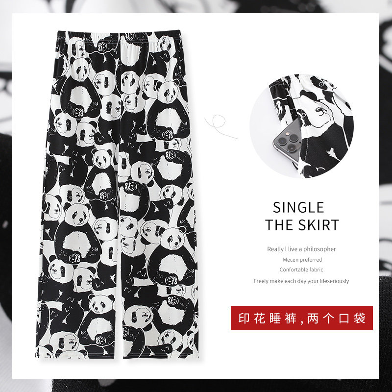 Fall Sleeping Pants Woman New pure cotton long version Chains Styles slim length pants Animals pattern Large size Sizes Home Pants Spring