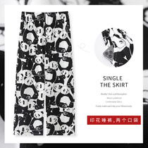 Fall Sleeping Pants Woman New Pure Cotton Long Chains Chains Style Thin Trousers Animal Pattern Big Code Home Pants Spring