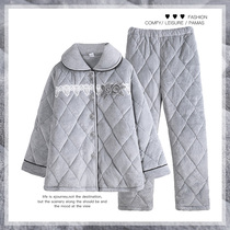 Lady Coral Suede Nip Cotton Pyjamas Winter Warm Thickened Cotton Padded Jacket Berbe Spring Autumn Winter Down the Garvelvet Home Residence Clothing