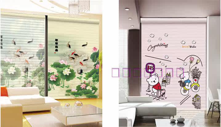 Шторы рулонные 3d打印香格里拉帘卷窗帘双层遮阳卧室客厅儿童公主房阳台定制图案