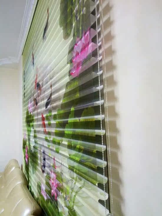 Шторы рулонные 3d打印香格里拉帘卷窗帘双层遮阳卧室客厅儿童公主房阳台定制图案