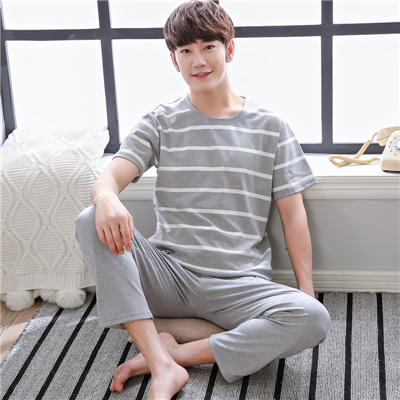 Mùa hè quần mens tuổi teen pajama ngắn tay quần áo sinh viên quần cotton mùa hè váy cartoon trung học nhà nửa tay áo phù hợp.