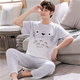 Mùa hè quần mens tuổi teen pajama ngắn tay quần áo sinh viên quần cotton mùa hè váy cartoon trung học nhà nửa tay áo phù hợp.