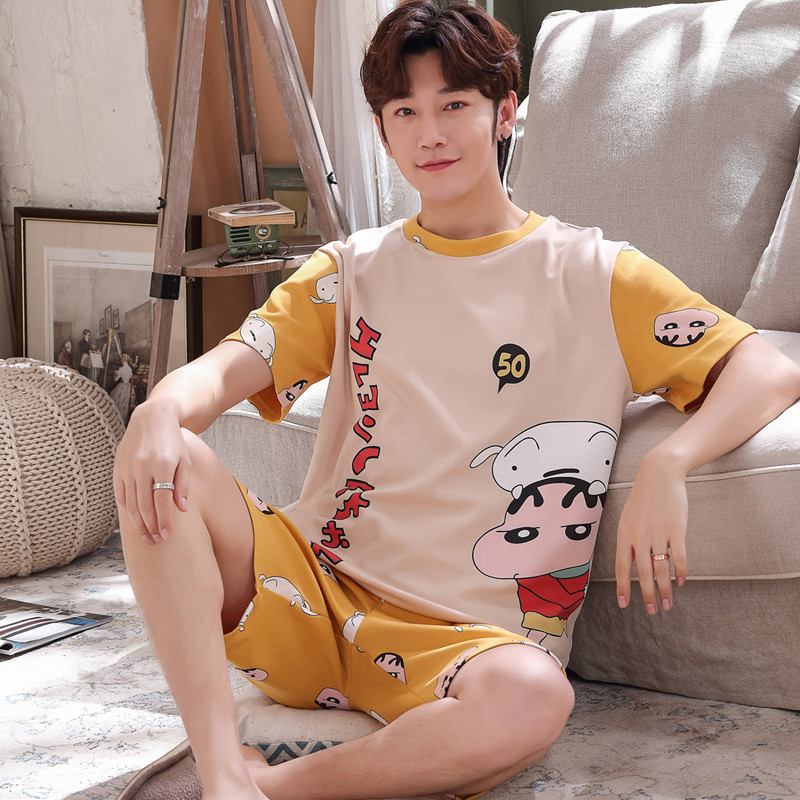 Summer mens đồ ngủ mens trẻ ngắn tay đường bông ruồi phim hoạt hình tên trộm biển Wang Han phiên bản của bộ sinh viên nhà quần áo.