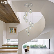 Villa rotating stair chandelier modern simple Nordic duplex apartment living room crystal lamp art loft long chandelier