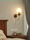Medieval Style Wall Lamp Bedside Lamp Art American Retro Elegant Creative Walnut Bedroom Living Room Background Wall Lamp