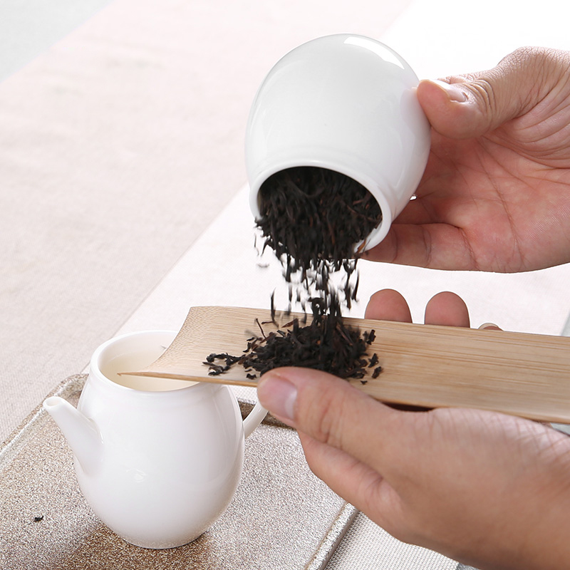 Porcelain heng tong suet jade Porcelain kung fu tea set suit household dehua white Porcelain tea set tea teapot teacup set