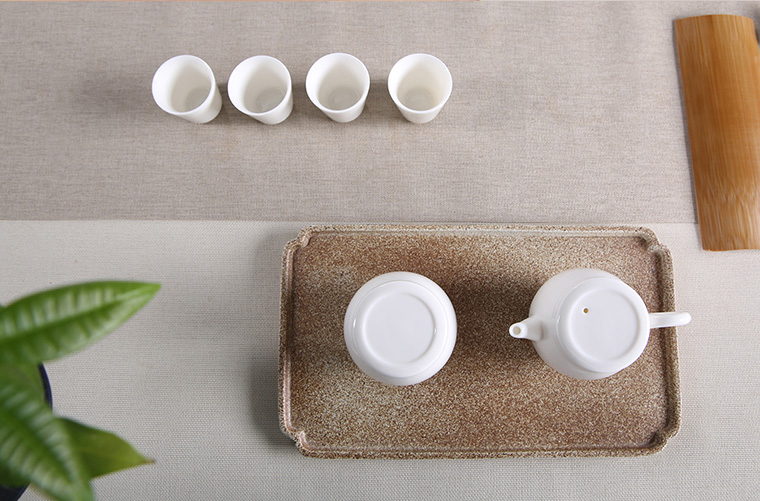 Porcelain heng tong suet jade Porcelain kung fu tea set suit household dehua white Porcelain tea set tea teapot teacup set