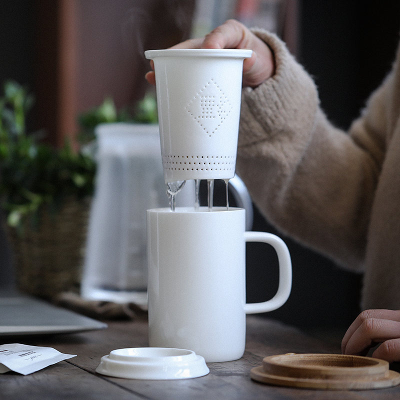 Dehua white porcelain porcelain constant hall glass ceramic keller large capacity filter office personal meeting make tea cup
