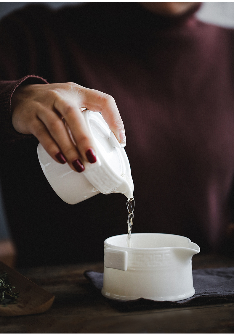 Travel porcelain heng tong kung fu tea set to crack a pot of three cups of is suing contracted portable bag white porcelain teapot