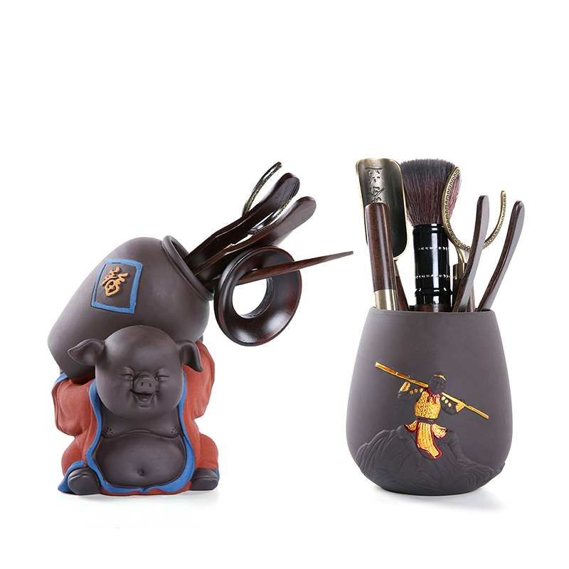 Porcelain heng tong ebony wood tea tea spoon ChaGa 6 gentleman kung fu tea set spare parts ChaZhen suit household