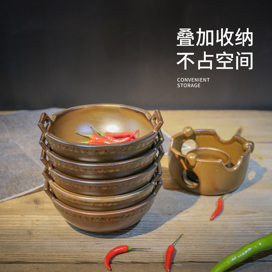 Porcelain ceramic sand pot dry pot pot over low heat constant hall solid alcohol flame household set tableware hotel hotel restaurants