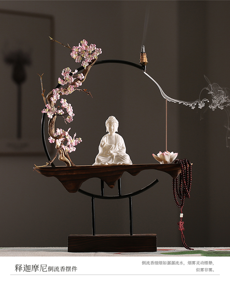 Creative ceramic sitting room porch place office archaize wind of new Chinese style household adornment zen backflow incense buner