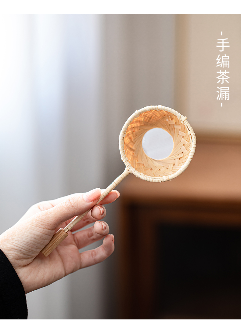 Porcelain heng tong bamboo rattan has by hand) tea tea canister filter filter ideas with kung fu tea tea zero accessories