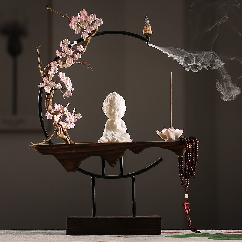 Creative ceramic sitting room porch place office archaize wind of new Chinese style household adornment zen backflow incense buner