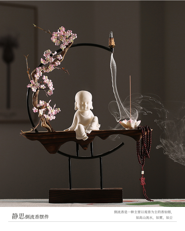 Creative ceramic sitting room porch place office archaize wind of new Chinese style household adornment zen backflow incense buner