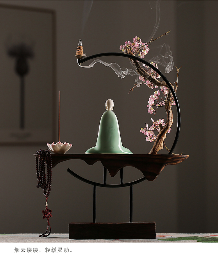 Creative ceramic sitting room porch place office archaize wind of new Chinese style household adornment zen backflow incense buner