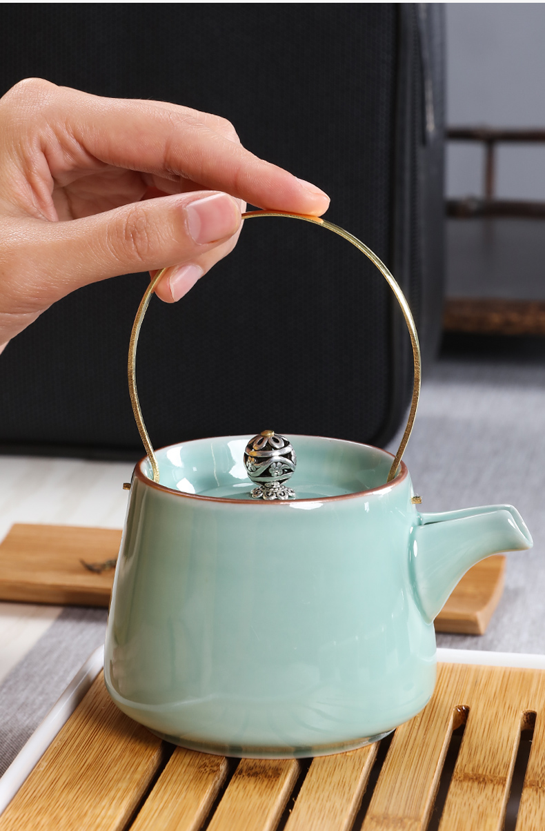 Travel porcelain heng tong kung fu tea set vehicular Travel a pot of four cups of portable bag home dry tea tea tray