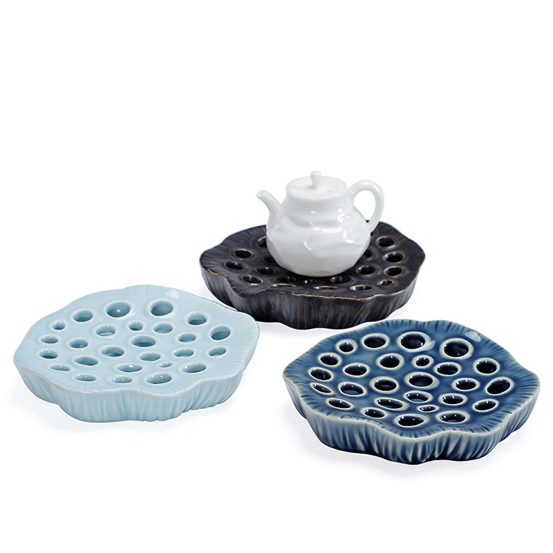 Porcelain heng tong ceramic lotus tea pot bearing pad household kung fu tea set insulation pad tea accessories creative mat