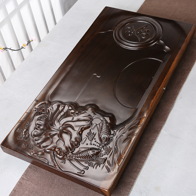 Porcelain heng tong ebony the whole piece of flat solid wood tea tray kunfu tea, the head of household tea tea saucer