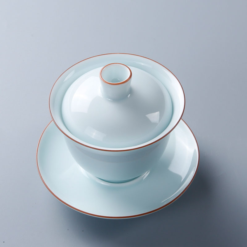 Pure color only three bowls of ceramic tureen tea cups, the home of kung fu tea teapot teacup inferior smooth white large