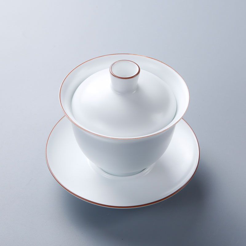 Pure color only three bowls of ceramic tureen tea cups, the home of kung fu tea teapot teacup inferior smooth white large