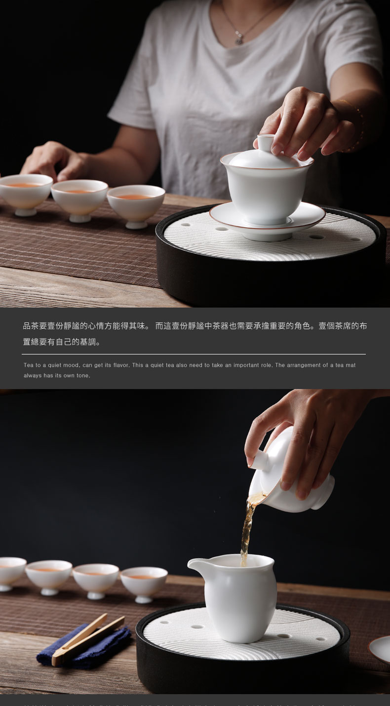 Tureen ceramic bowl large kung fu tea tea cups white porcelain three of the bowl to use hand grasp pot of the teapot