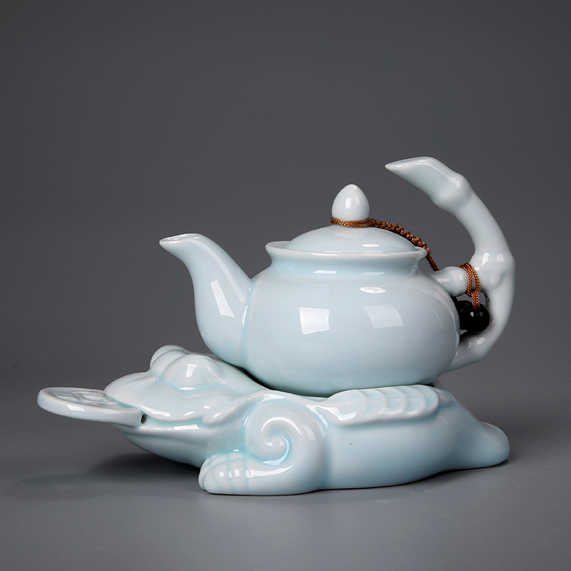 Longquan celadon porcelain constant hall lucky spittor pot bearing pot pad and ceramic pot of tea pet furnishing articles tea pot holder frame