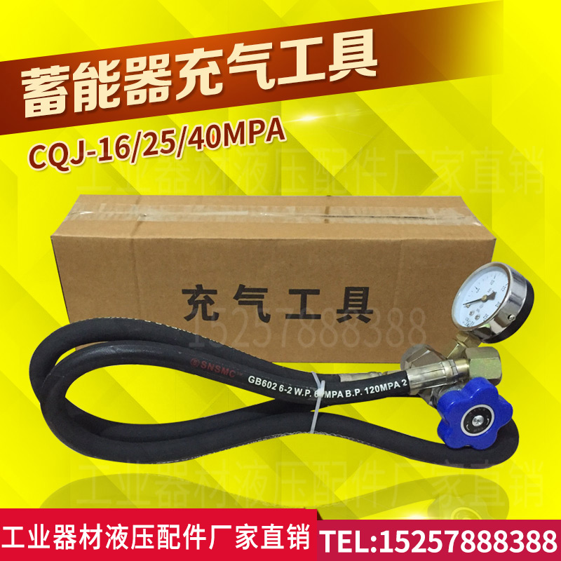 Hydraulic accumulator inflation tool QC12Y shearing machine nitrogen filling tool CQJ-16 25 40MPA switch valve