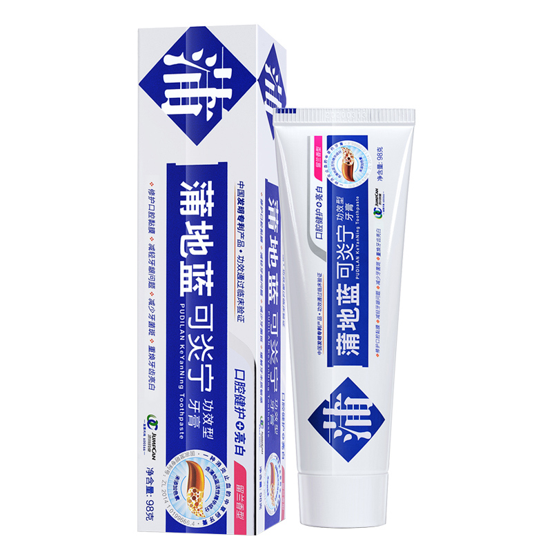 蒲地蓝可炎宁牙膏 去黄牙垢亮白含氟成人牙齿护龈去烟渍茶渍官网