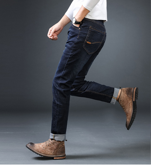 Mùa thu và mùa đông quần jeans cạp cao nam thanh niên lỏng lẻo quần thun lưng cao cộng với phân bón quần XL nam 42 quần tây