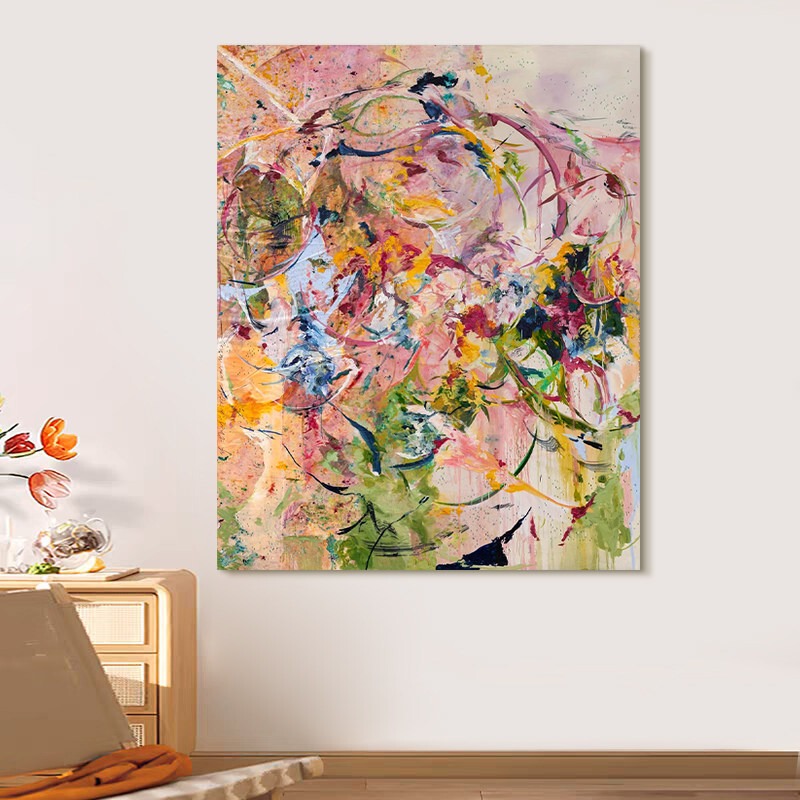 Hand-Painted Oil Painting, Niche Living Room, Wabi-Sabi Entrance Art, Abstract Wall Art, High-End Floor-Standing Painting, Decorative Painting