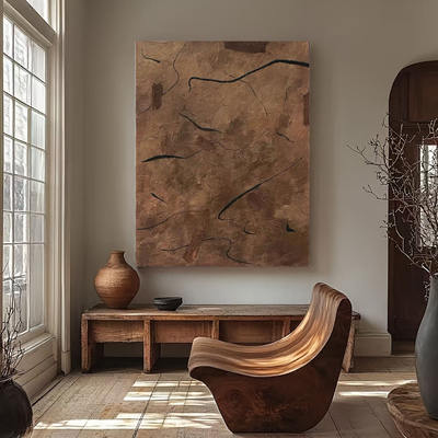 Hand-painted texture oil painting in wabi-sabi style, simple paper texture art floor-standing painting in the living room, high-end Nordic abstract large hanging painting