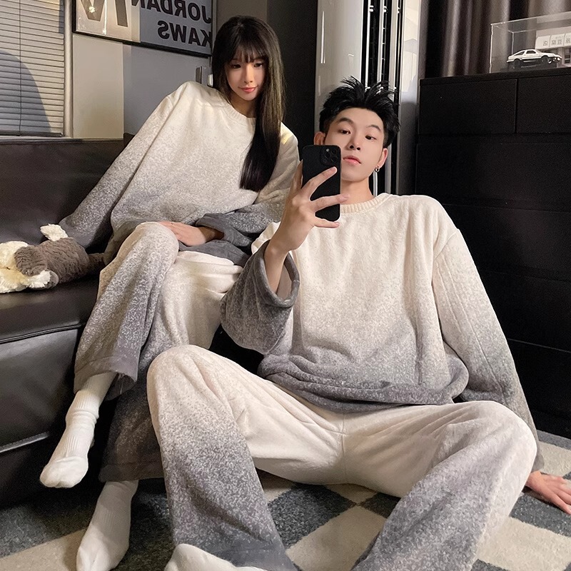 Couple Pajamas for Women Winter Coral Velvet Thickeneded Flannel Autumn and Winter Men Can Wear Winter Home Clothes